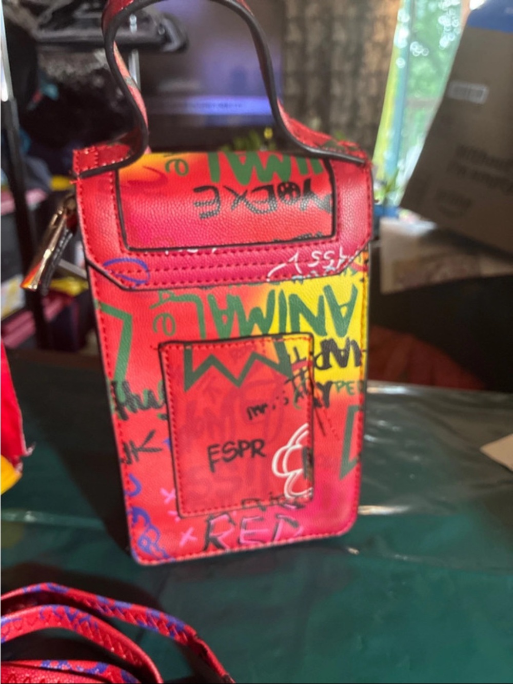 & Other Stories Graffiti Print Phone Crossbody - Red & Yellow - Picture 3 of 4